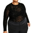 thumbnail image 1 of Nina Parker Womens Embossed Semi Sheer Pullover Blouse, Black, Plus Size, 0X, 1 of 1