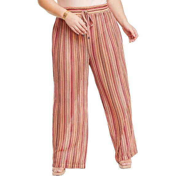 Nina Parker Womens Plus Crochet Wide Leg Pants
