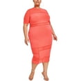 thumbnail image 1 of Nina Parker Womens Exposed Seams Mesh Maxi Dress, Orange, Plus Size, 0X, 1 of 1