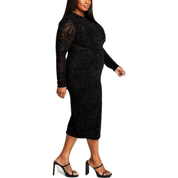 Nina Parker Womens Plus Embossed Textured Bodycon Dress