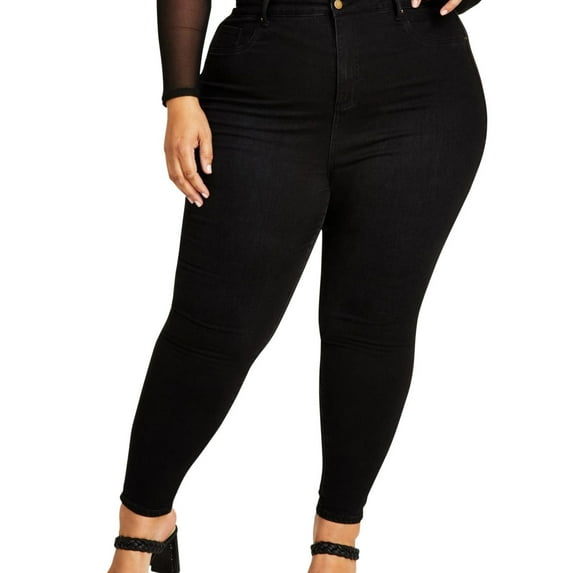 Nina Parker Womens High Rise Ski Curvy Fit Jeans, Black, Plus Size, 20W