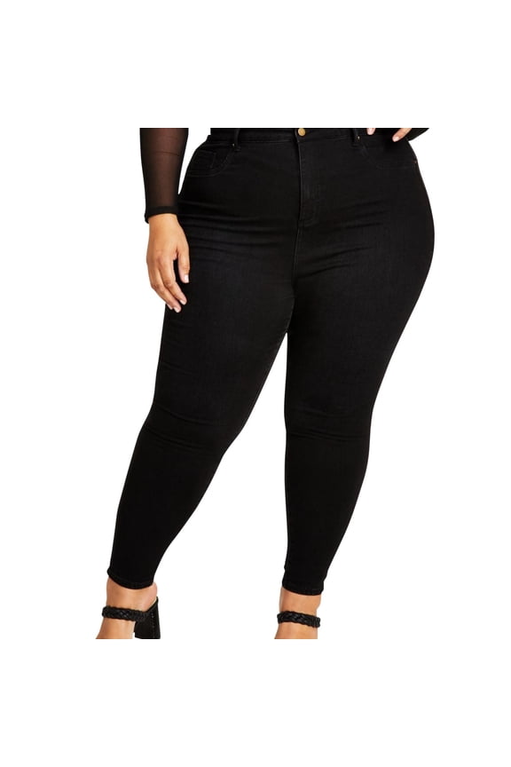 Womens High Rise Ski Curvy Fit Jeans, Black, Plus Size, 26W