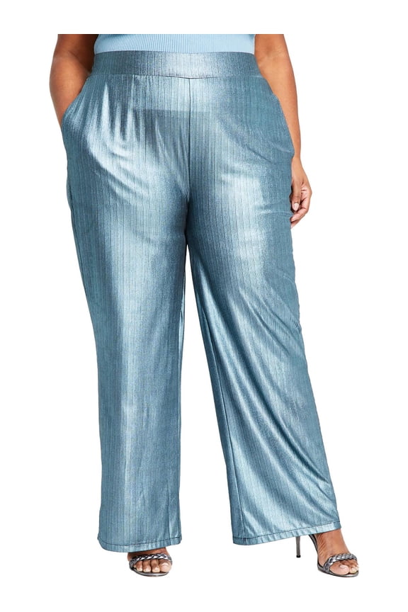 Womens Plus   Metallic Disco Wide Leg Pants