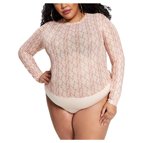 Nina Parker Womens Plus Monogram Crewneck Bodysuit