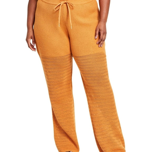 Nina Parker Womens High Rise Crochet Casual Lounge Pants, Brown, Plus Size, 1X