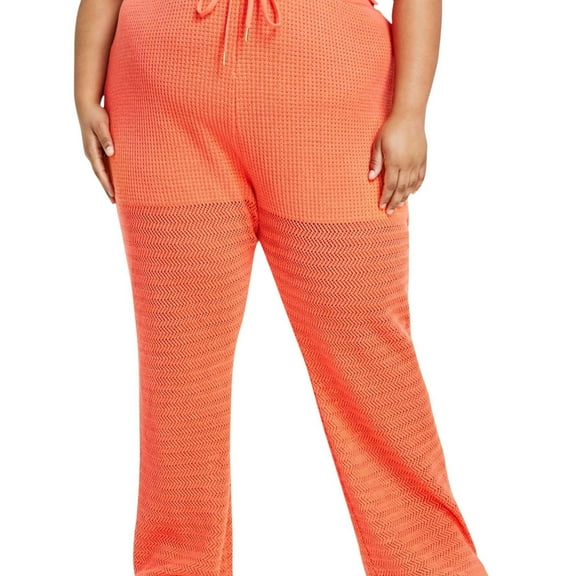 Nina Parker Womens High Rise Crochet Casual Lounge Pants, Orange, Plus Size, 2X