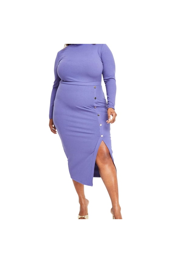 Womens Plus Ribbed Bodycon Midi Dress