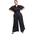 thumbnail image 1 of Nina Parker Womens Solid Hi Rise Casual Wide Leg Pants, Black, Plus Size, 2X, 1 of 1