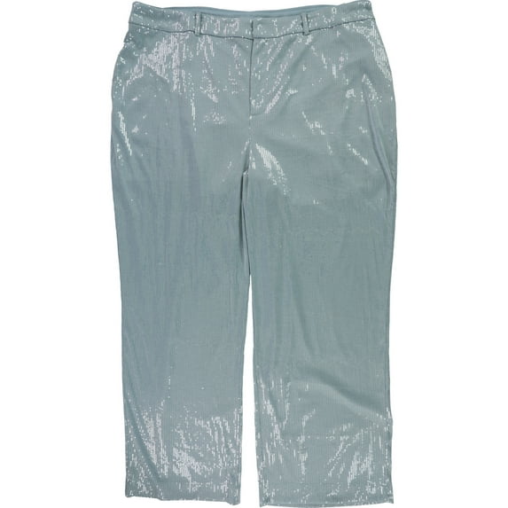 Nina Parker Womens Sequined Casual Trouser Pants, Blue, Plus Size, 24W