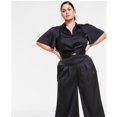 thumbnail image 1 of Nina Parker Womens Solid Hi Rise Casual Wide Leg Pants, Black, Plus Size, 0X, 1 of 1