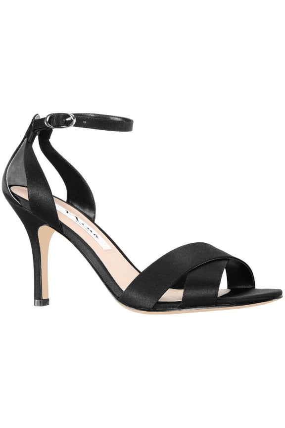 Womens Glitter Satin Heel Sandals