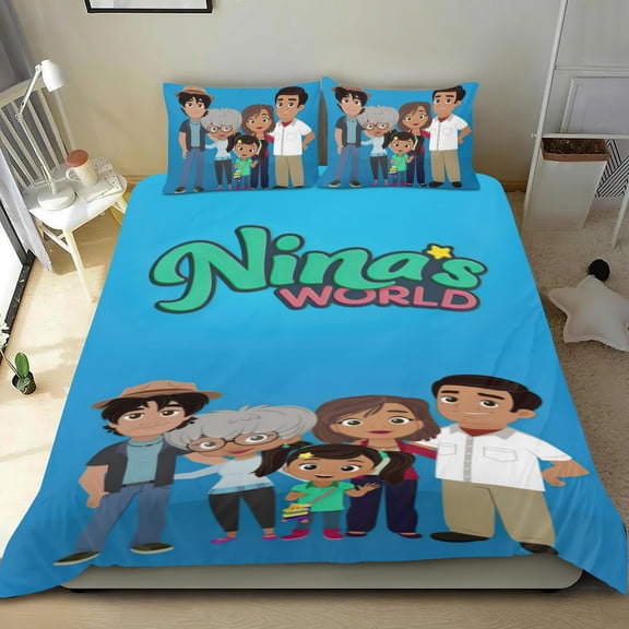 Nina’s World Themed Bed Sheet Set Three Piece Set 53x79 In ches Comfortable And Skin Friendly Unique Design Creating A Star Studded Night Home Gifts For Family Friends fans