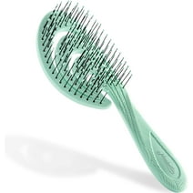 Ninabella Organic Detangling Hair Brush for Women, Men & Children - Does not Pull on Hair - Hair Straightening Brushes for Straight, Curly & Wet Hair - Unique Wave Hairbrush Green