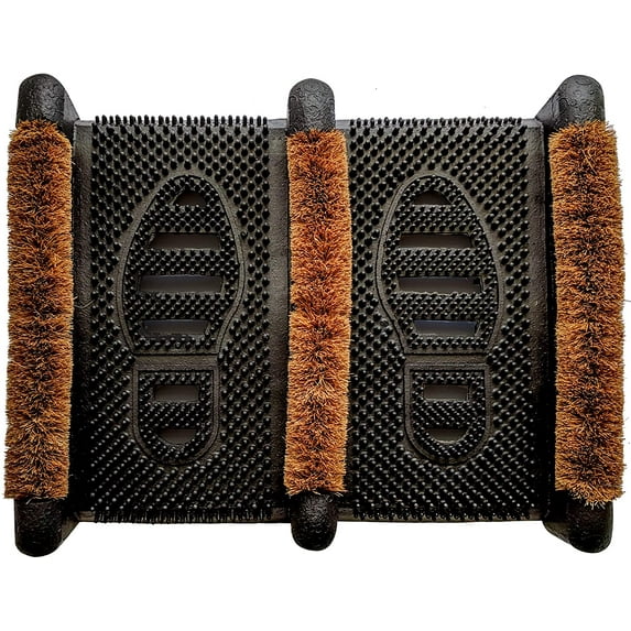 Ninamar Mud Scrubber Rubber Brush Mat, Heavy Duty Shoe Cleaner with Bristles, Black