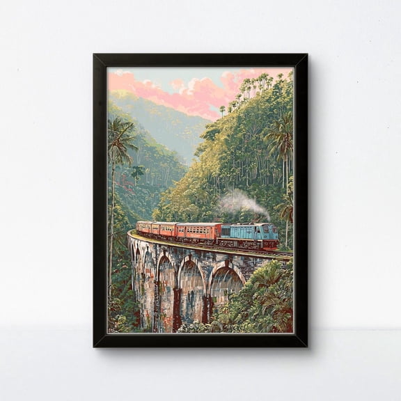 Nine Arch Bridge Sri Lanka Jungle Train Travel Wall Art Unframed Paper Print