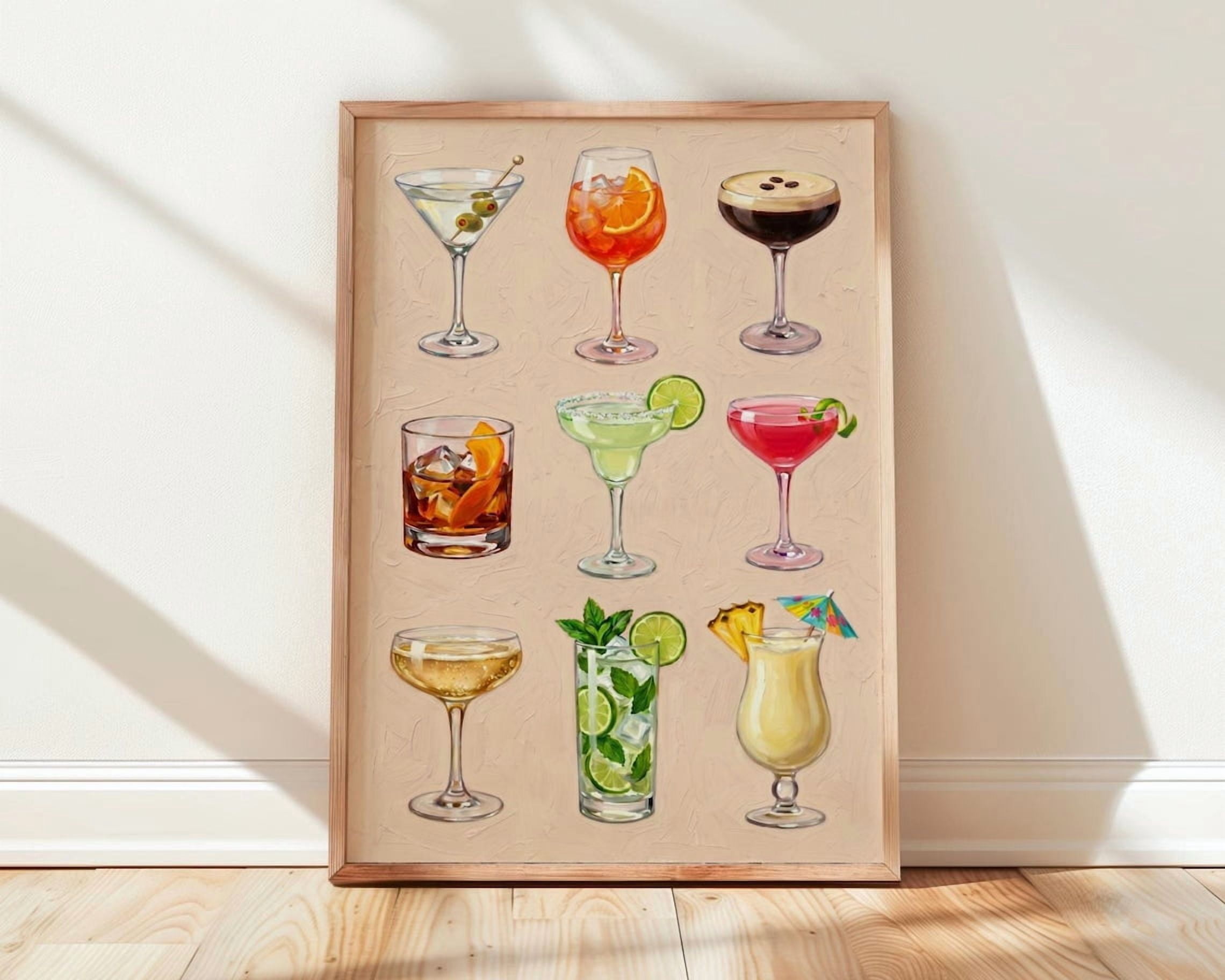 Cocktailes Reception Frame Nine Cocktail Wall Art Print, Cream, Kitchen, Dining Room And Gallery ...