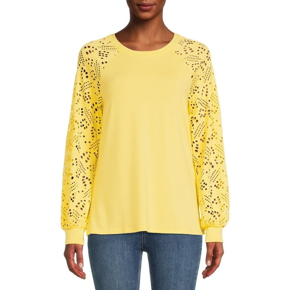 Nine.Eight Women Casual Long Sleeve Round Neck Statement Pullover Sweatshirt