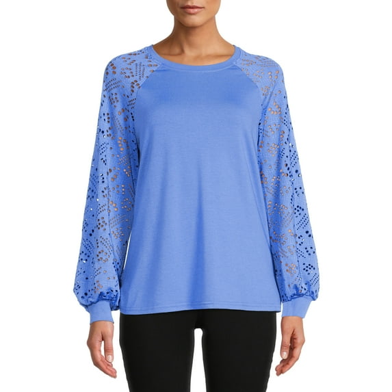 Nine.Eight Women Casual Long Sleeve Round Neck Statement Pullover Sweatshirt