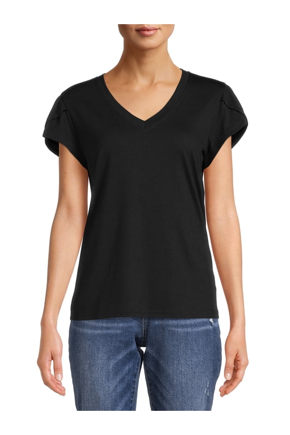 Women Casual Loose Fit Basic Cap Sleeve Short Sleeve T-Shirt