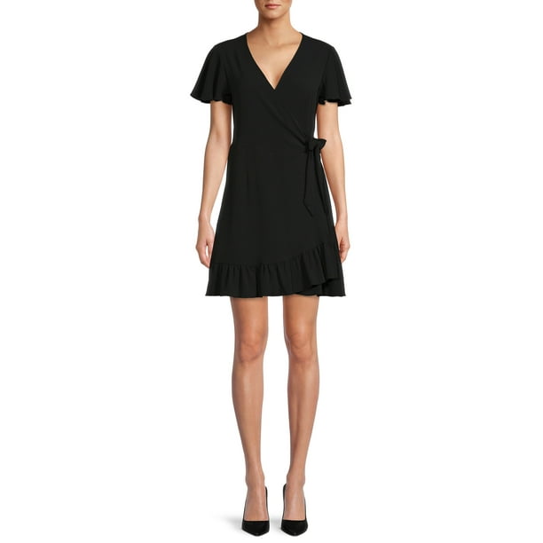 Nine.Eight Women Flutter Sleeve Short Wrap Dress - Walmart.com