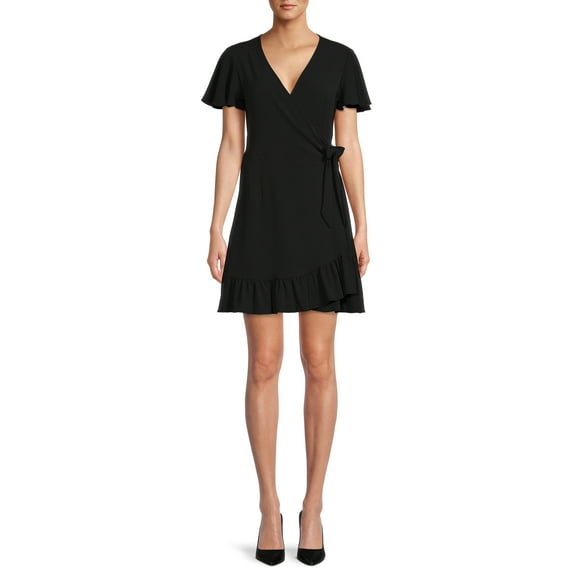 Nine.Eight Women Flutter Sleeve Short Wrap Dress