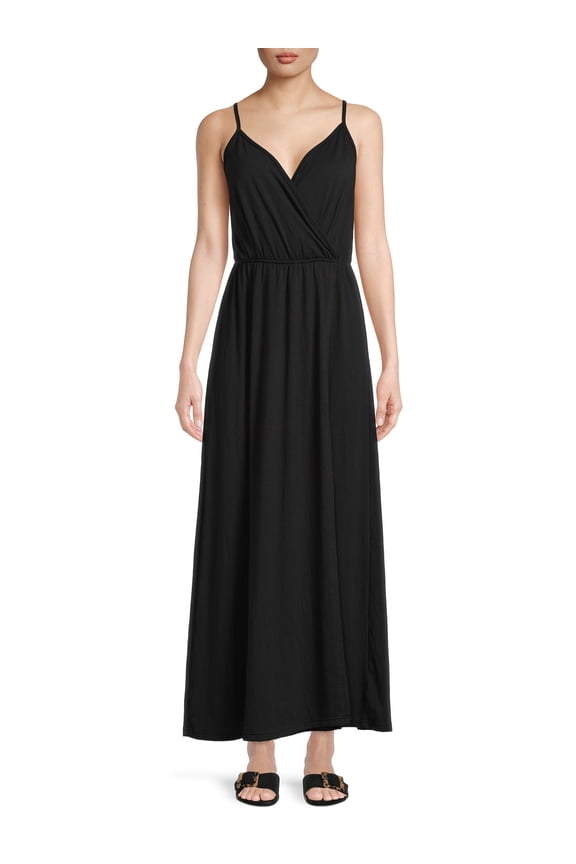 Women Shirred Waist Wrap Maxi Dress