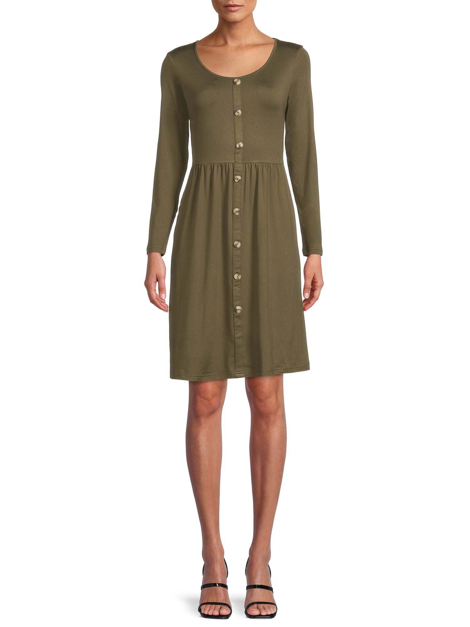 Button front skater dress cheap
