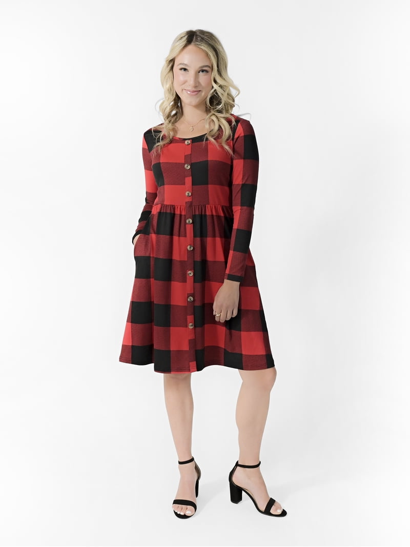 button down skater dress Linen Button-down Dress, Long Sleeve Midi Skater Dress