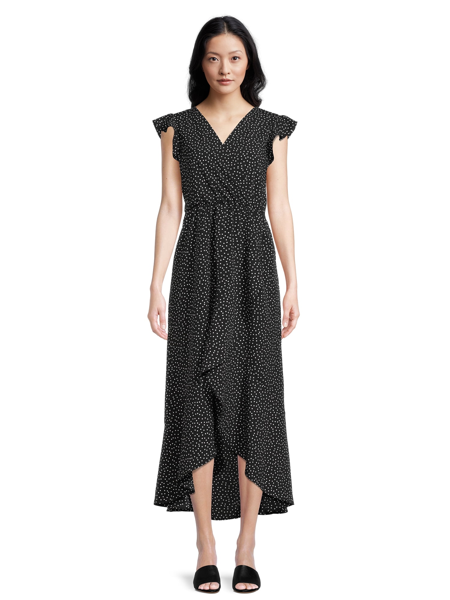 Nine.Eight Women’s Flutter Sleeve Faux Wrap Maxi Dress - Walmart.com
