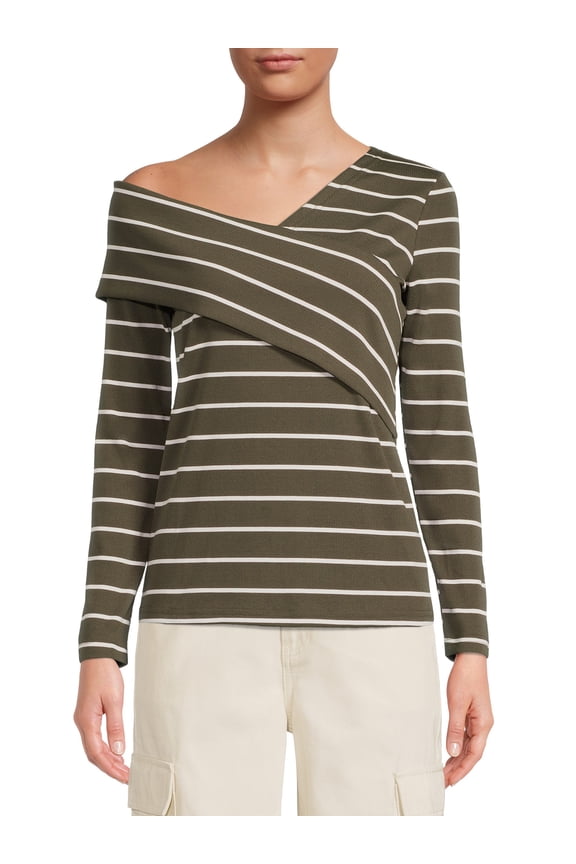 Women’s Off Shoulder Wrap Top with Long Sleeves