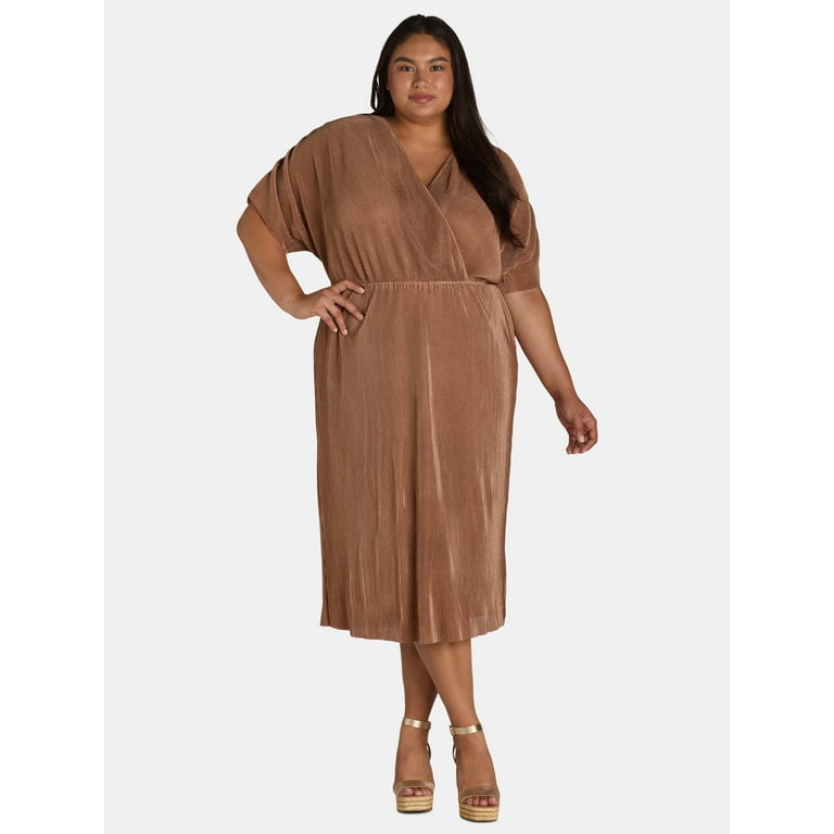 Plus size faux wrap dress clearance