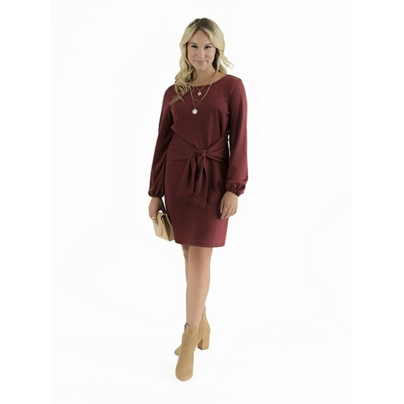 Nine.Eight Women’s Tie Waist Knit Cocktail Dress