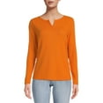 thumbnail image 1 of Nine.Eight Women's Waffle Knit Henley with Long Sleeves, 1 of 5