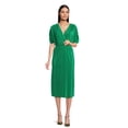thumbnail image 1 of Nine.Eight Women’s and Women's Plus Faux Wrap Plisse Midi Dress, Sizes XS-4X, 1 of 4