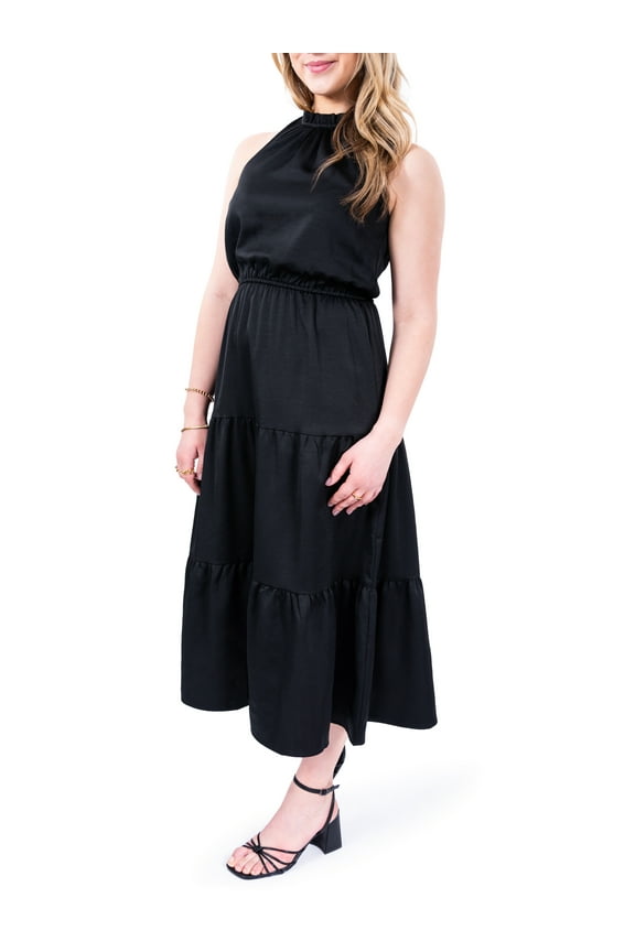 Women's Satin Halter Midi Dress, Sizes XS-XXXL