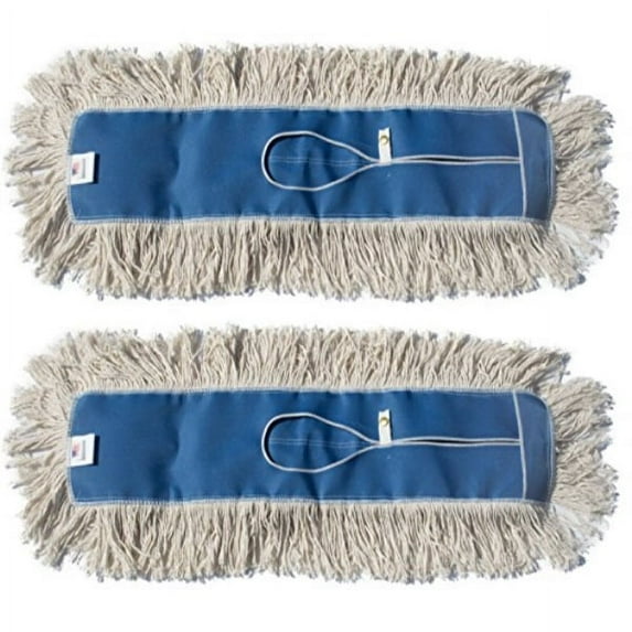 Nine Forty industrial | commercial usa cotton floor dust mop head refill | replacement (2 pack, 24" wide x 5")