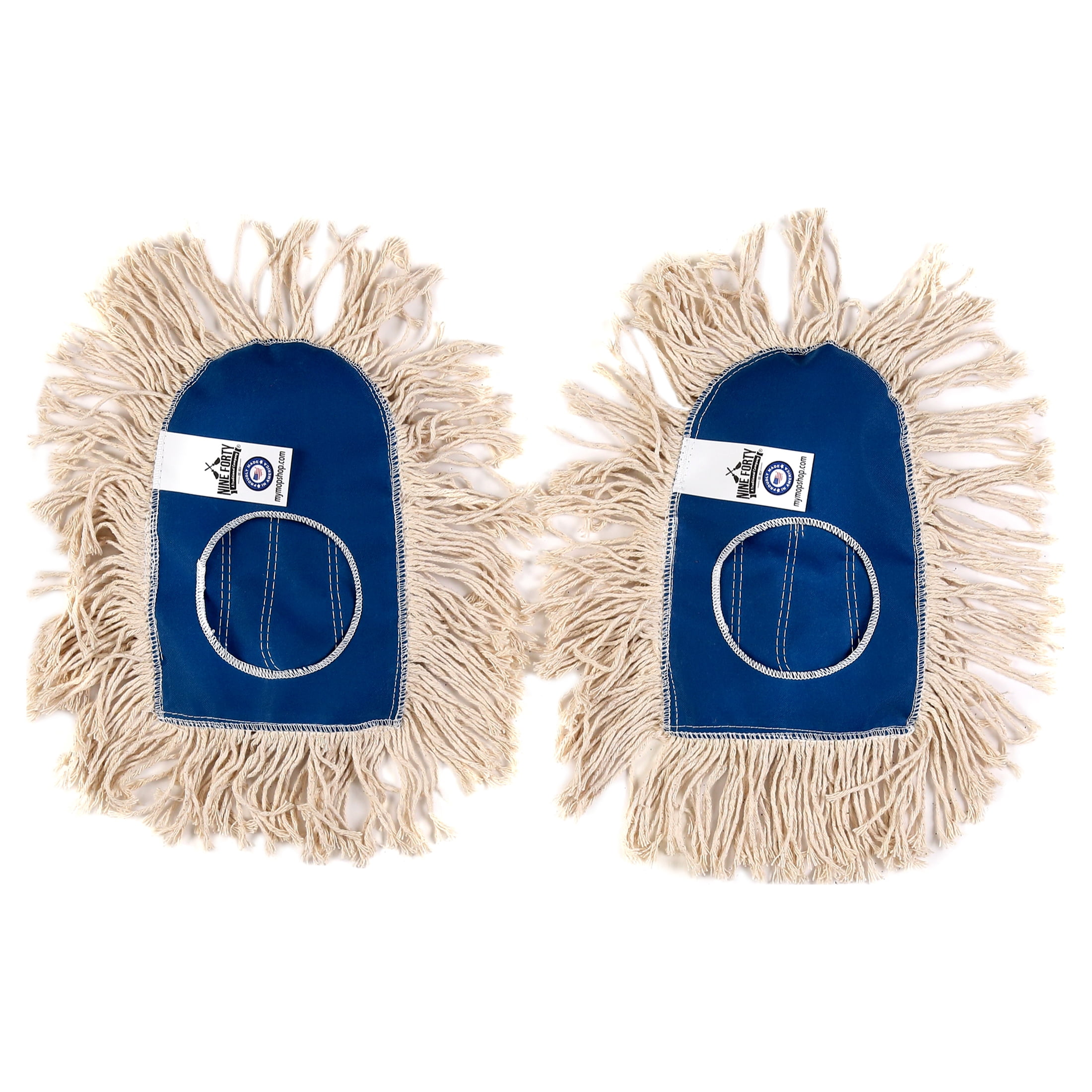 Nine Forty Industrial Strength Ultimate Cotton Floor Dust Mop Wedge Refill | Commercial Cleaner Mop Head Replacement - 2 Pack