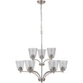 thumbnail image 1 of Nine Light 2-Tier Chandelier In Transitional Style 31.5 Inches Wide By 34 Inches High-Brushed Polished Nickel Finish-Alabaster Glass Color, 1 of 5