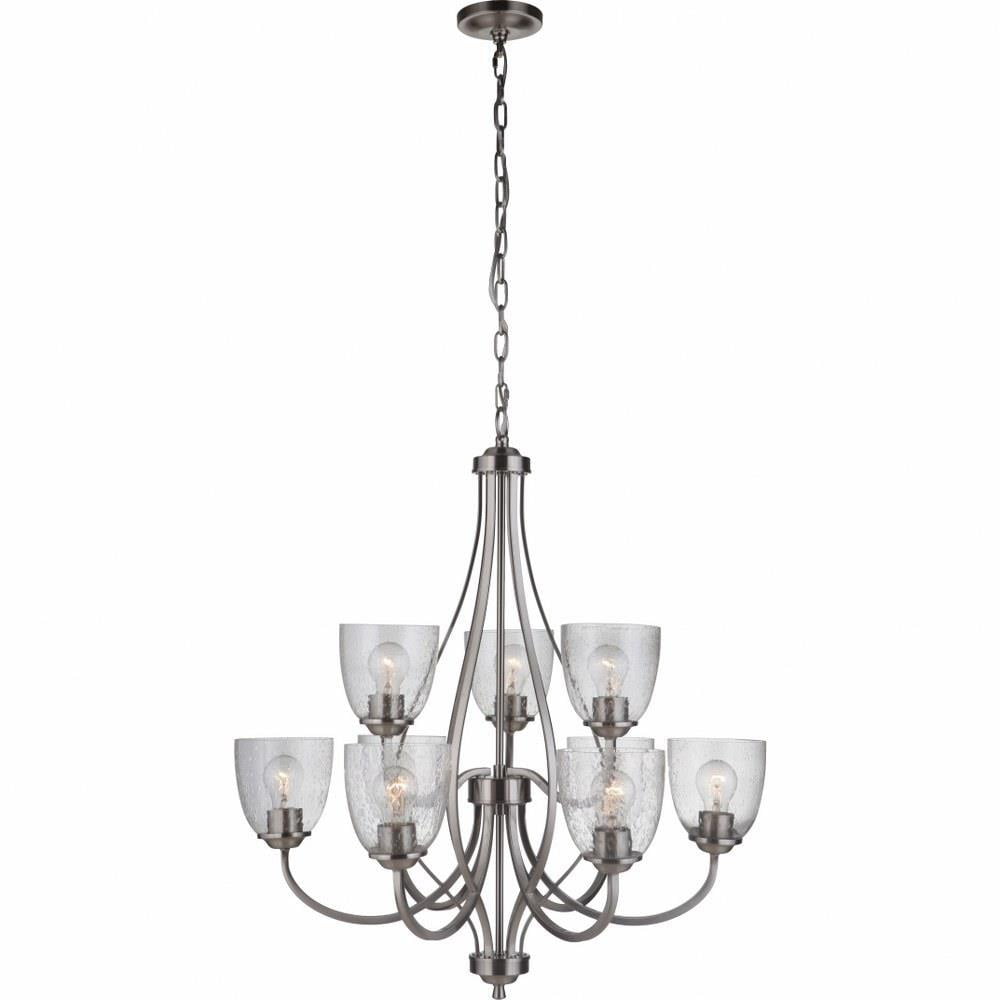 Serene Brushed Polished Nickel 9-Light Transitional Chandelier