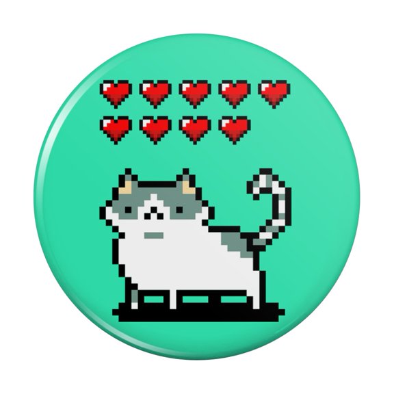 Nine Lives Cat Pixel Retro Game Kitchen Refrigerator Locker Button Magnet