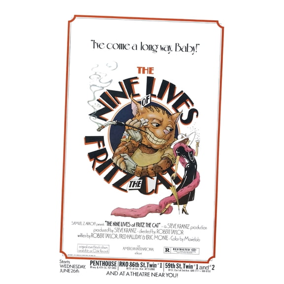 Nine Lives Of Fritz The Cat Movie Poster Metal Sign 8Inx 12In Metal Print 8x12 Square Adults Best Posters