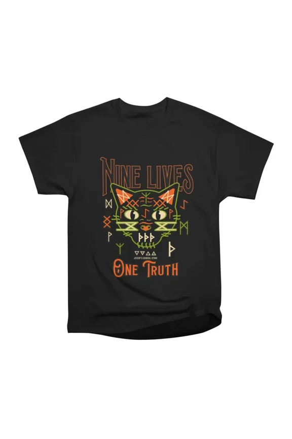Nine Lives One Truth Mystical Cat Design T-Shirt Tee Gift For Him Merch For Her Apparel Fo