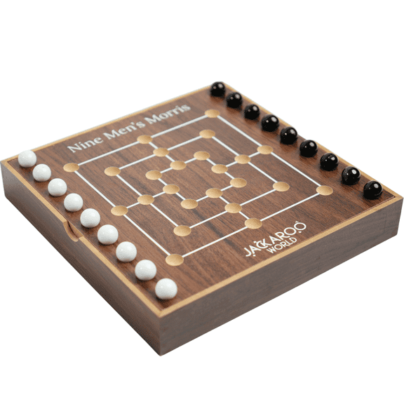 Nine Men's Morris Board Game - 2 Player Game - Marble Board Game Wooden Games for Adults - Ancient Rome Board Game Mill - Board Games for Men and Woman - Wooden Game Board (Walnut)