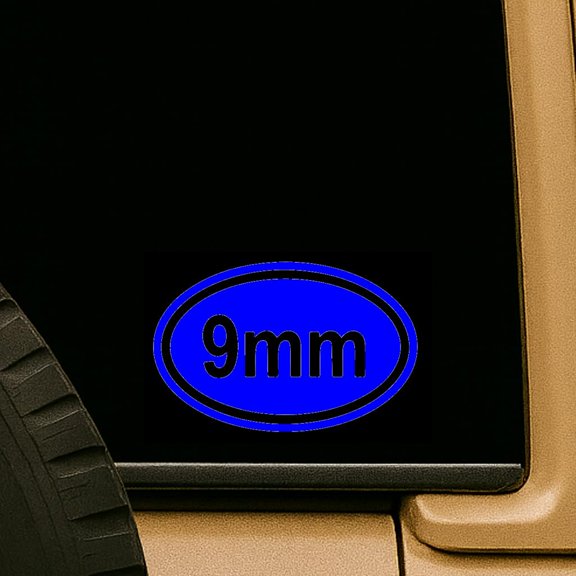 Nine Millimeter Ammunition Identifier Pistol Caliber Oval Decal Decal Blue