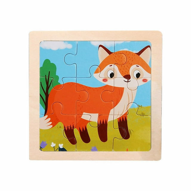NinePiece Wooden Puzzle Cartoon Animal Car Wooden Puzzle Children's