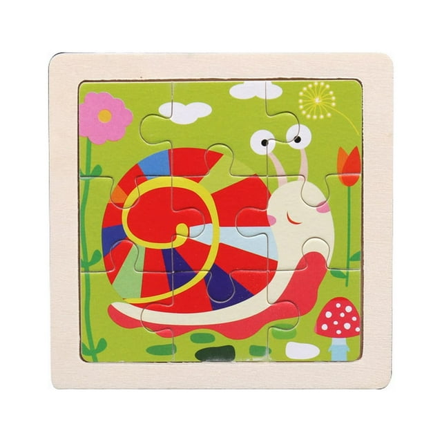 NinePiece Wooden Puzzle Cartoon Animal Car Wooden Puzzle Children's