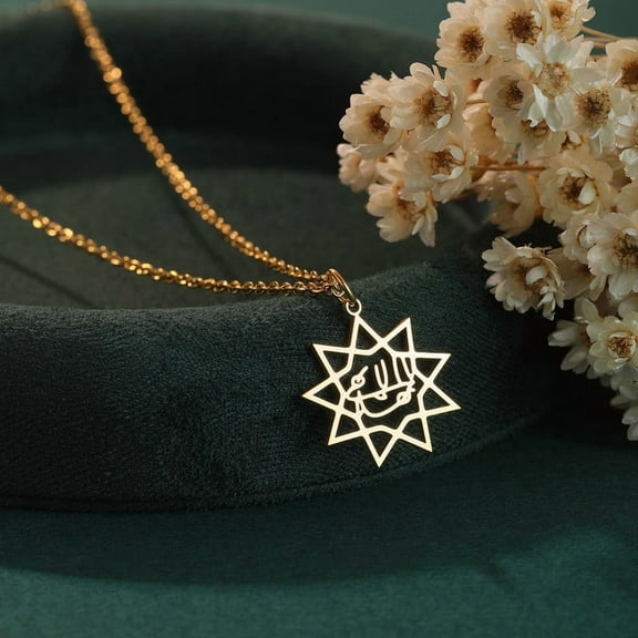 Nine Point Baha'i Baha'i Star for Women Stainless Steel Persian Calligraphy Persian Pasi Party Jewelry Gift