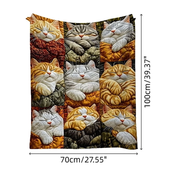 Nine Squares Cat Blanket Soft Cozy Flannel Throw,Warm Sofa Bed Cover Layer Blanket,Durable Stitch Anti Fade Washable Fabric,Home Travel Use Comfort Essential,Cute Pattern Decorative Blanket