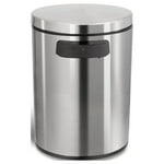 NINESTARS DZT-5-1S Automatic Touchless Infrared Motion Sensor Trash Can, 1.2 Gal 5L, Stainless Steel Base (Round, Stainless Steel Lid)