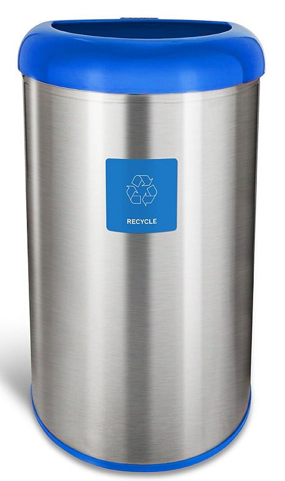 Blue Stainless Steel 13.2-Gallon Touchless Recycle Trash Can